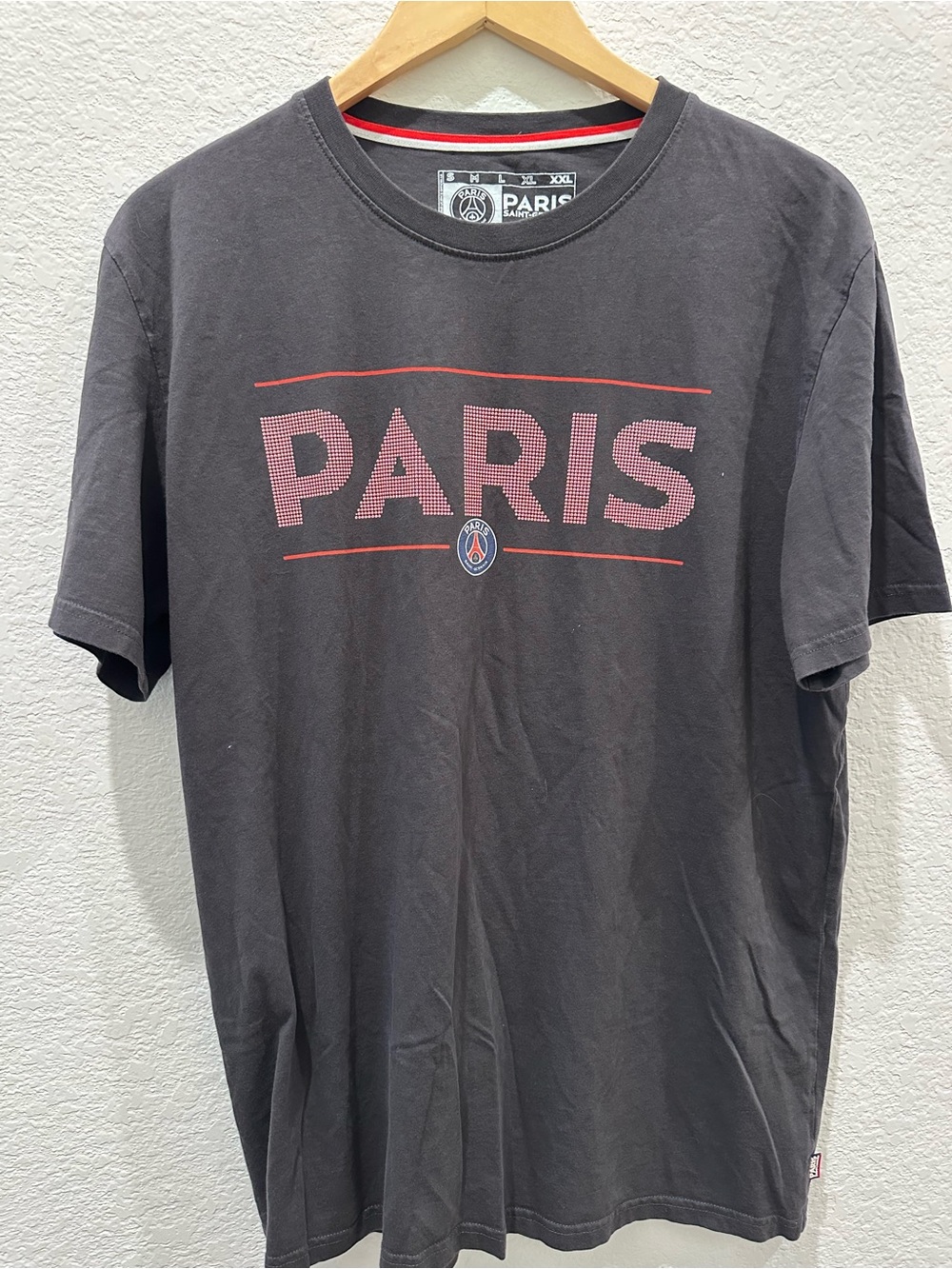 Paris Saint-Germain PSG Mens Large Charcoal Gray Graphic T-Shirt Soccer Fan Tee